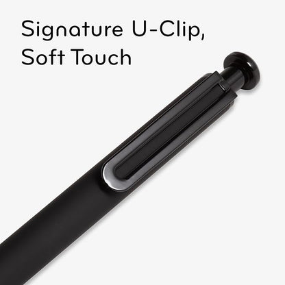 U Brands Midnight Monterey Ballpoint Pens, Set of 2, Black Soft Touch, Painted Black Details, Bold (1.0 mm) Point, Black Ink