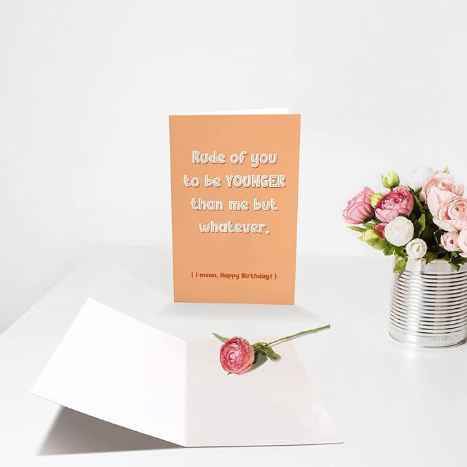 Chenive Funny Birthday Card for Friend Sister Brother, Humorous Birthday Card for Husband Wife, Happy Birthday Card for Men Women, Younger Than Me But Whatever