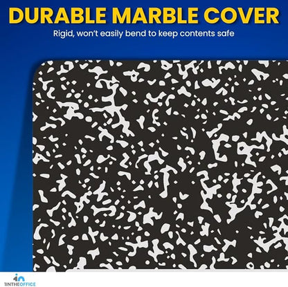 1InTheOffice Marble Composition Notebook, Wide Ruled Composition Notebook, 9.75" x 7.5", Black Marble Cover, 100 Sheets/Pack (12)