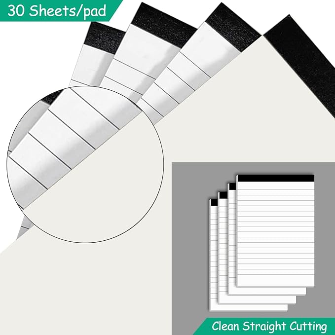 Notepad for Daily Planning and Organization of Work – 4 x 6-inches Lined Paper – Thick Bright White Paper – 30 Pages – Note Pads Ruled Pages – Pack of 30