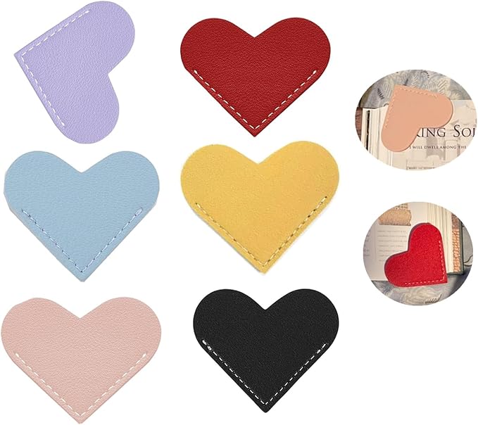 Heart Bookmarks Gifts for Women-Cute Corner Page Leather Bookmark for Book Lovers Gift for Teachers Students Book Reading Lovers, for School Office Home Supplies Reading(Stocking Stuffers Gifts)