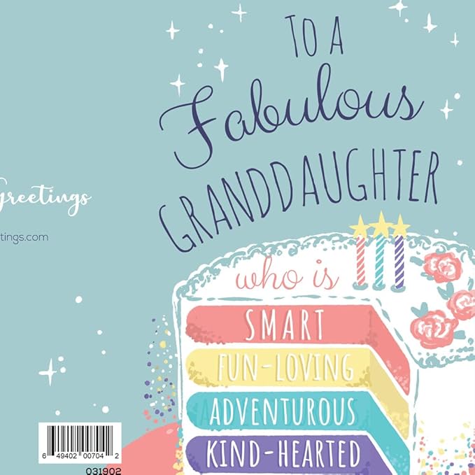 Prime Greetings Birthday Card For Granddaughter, Made in America, Eco-Friendly, Thick Card Stock with Premium Envelope 5in x 7.75in, Packaged in Protective Mailer