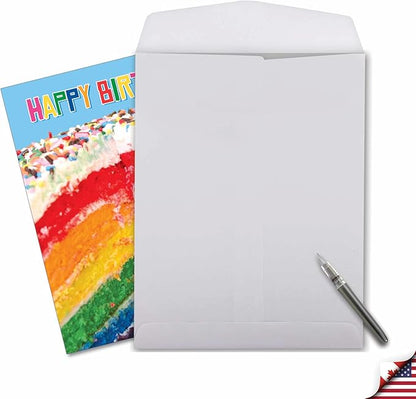 The Best Card Company - 1 Large Birthday Card with Envelope (8.5 x 11 Inch) - Fun Celebration Card for Birthdays - Rainbow Cakes J6565FBDG