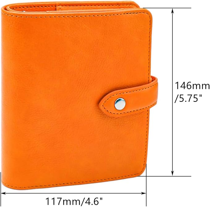 Mogoostry A7 Binder Cover Savings Binder Wallet Leather Binder Folder 6-Ring Refillable Notebook Binder Planner Cover Hardcover Budget Binder Organizer (Orange)