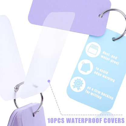 Koogel 250PCS Index Cards with Ring, Colored Study Cards Waterproof Covers 2.2 x 3.5 Inch Blank Notecards Flash Cards for School Learning Memory Office Recipe Game Cards