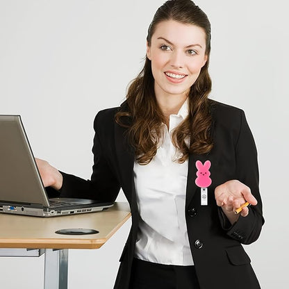 Easter Badge Reels Nurse Badge Reel,Funny Badge Reel,Cute Pink Bunny ID Name Badge Holder Full Cover Retractable Acrylic Clips for Office Teacher Student Nurse Doctor
