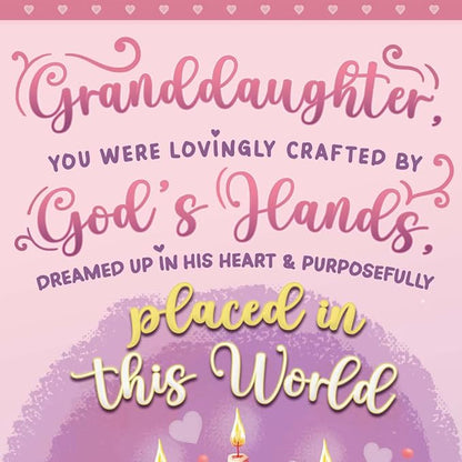 Prime Greetings Religious Birthday Card For Granddaughter, Made in America, Eco-Friendly, Thick Card Stock with Premium Envelope 5in x 7.75in, Packaged in Protective Mailer