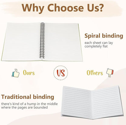 Fuutreo 24 Pcs Spiral Notebook for Work A5 8.3 x 5.7 Inch College Ruled Spiral Journal Notebook Kraft Cover, 12 Color, 60 Sheets, 120 Pages for Office School Supplies(Nuts Color)