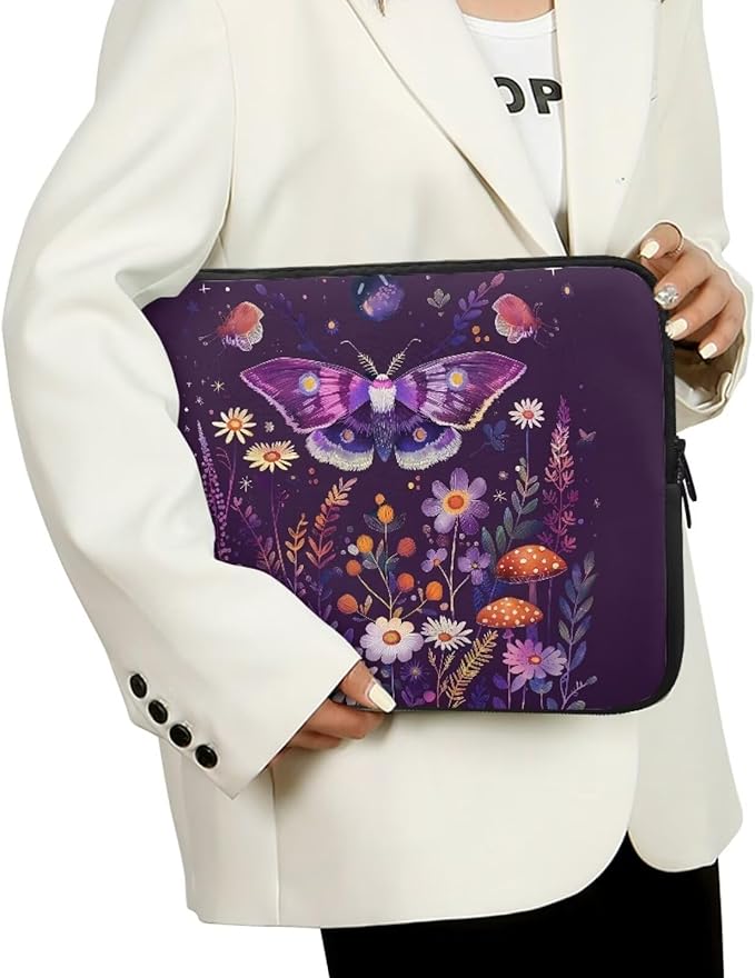 Butterfly Flower Laptop Protective Sleeve for Women Teen Girls 15 inch Laptop Covers with Large Capacity Lap Top Case Lightweight Computer Sleeve Bag Suitable Gifts for Holidays