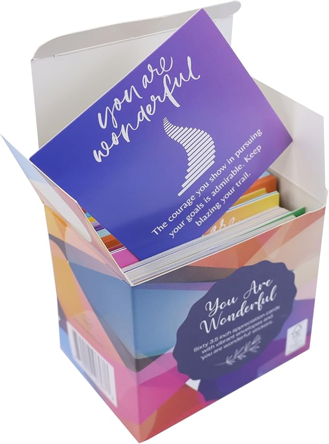 Dessie You Are Wonderful Cards - 60 Unique Mini Encouragement Cards with Inspirational Messages. Employee Appreciation Gifts. Teacher Appreciation Gifts in Bulk. Positive Affirmation Cards
