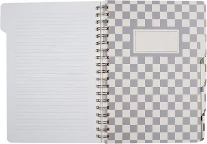 Fringe Studio Large Tab Notebook,Neutral Checks, Flexible Paperback Cover, 5 Subject/Die-Cut Dividers, 7.25" X 10", 180 Lined Pages, Multicolor (343PA002FSC)