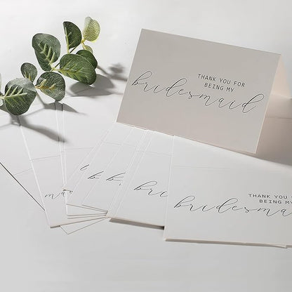 14 PACK Thank You for Being My Bridesmaid Card |Blank Inside Wedding Ceremony Thank You Card | Premium Recycled Linen Cardstock | With Matching Envelope | 5.9"x3.9"