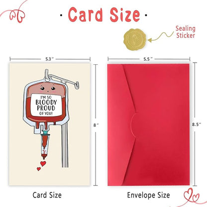 Sweet Medical Card Gift for Nurse Doctor Pharmacy, Funny Medical Graduation Card, Hematologist Card, Cute Blood Card, I'm So Bloody Proud Of You Card