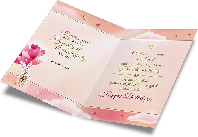 Prime Greetings Religious Birthday Card For Niece, Made in America, Eco-Friendly, Thick Card Stock with Premium Envelope 5in x 7.75in, Packaged in Protective Mailer