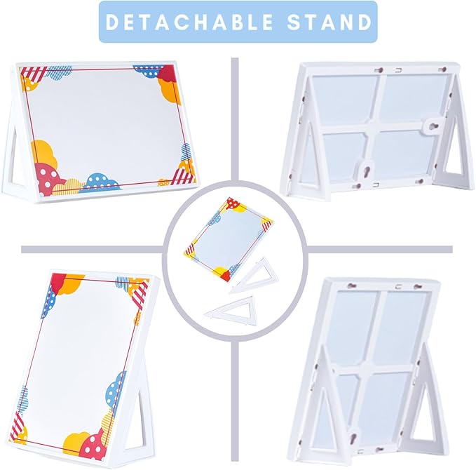 Desktop Whiteboard with Pre-Set Designs, Small White Board Dry Erase for Desk, Mini Dry Erase Board 8.5" x 6", Compact Desktop Whiteboard for Kids (Dots)