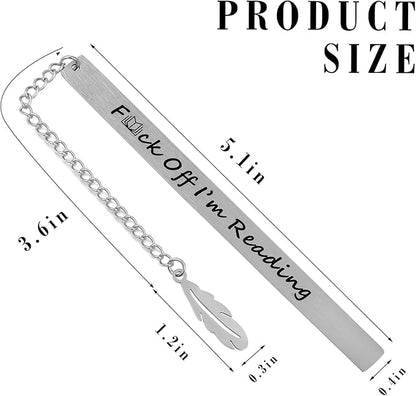 Funny Bookmarks for Women Men Metal Book Marker Bulk Feather Tassels Personalized FCK Off I'm Reading Bookmark Cute Cool Smutty Bookmarks Gifts for Book Lovers Coworker Reader Graduation Adults