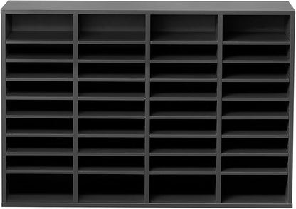 VEVOR Literature Organizer, 36 Compartments Office Mailbox with Adjustable Shelves, Wooden Mailbox Sorter Medium Density Fiberboard Office Home Classroom Storage for Files, Documents, Papers, Grey