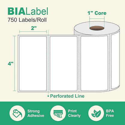 12 Rolls 4" X 2" Barcode Labels, 750/Roll - Direct Thermal Labels Compatible with Zebra & Rollo Printers