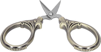 Acouto Stainless Steel Sewing Scissors Portable Thread Embroidery Tailor Handicraft Scissors Antique Copper (Green Patina)