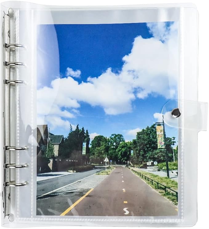 White Clear PVC Kpop Photocard Binder Loose Leaf 6-Ring Wide A5 Photocards Holder with 8 Inch 50 Pockets Photo Pages Transparent Card Sleeve Protectors Page for Photos Cards Album Folder Organizers