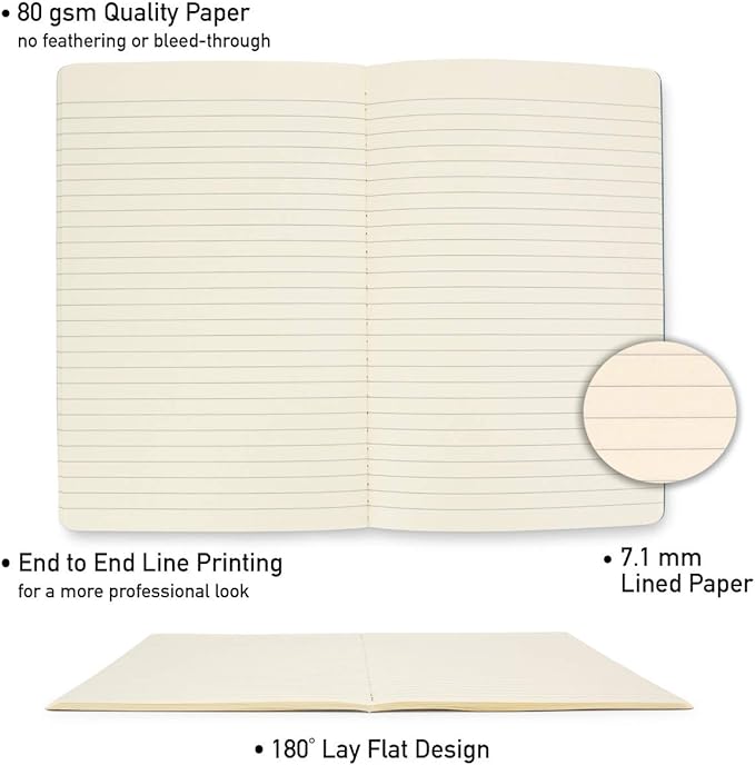 Simply Genius A5 Notebooks for Work, Travel, Business, School & More - College Ruled Notebook - Softcover Journals for Women & Men - Lined Note Books with 92 pages, 5.5" x 8.3" (Black, 6 pack)