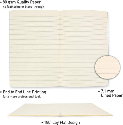 Simply Genius A5 Notebooks for Work, Travel, Business, School & More - College Ruled Notebook - Softcover Journals for Women & Men - Lined Note Books with 92 pages, 5.5" x 8.3" (Black, 6 pack)