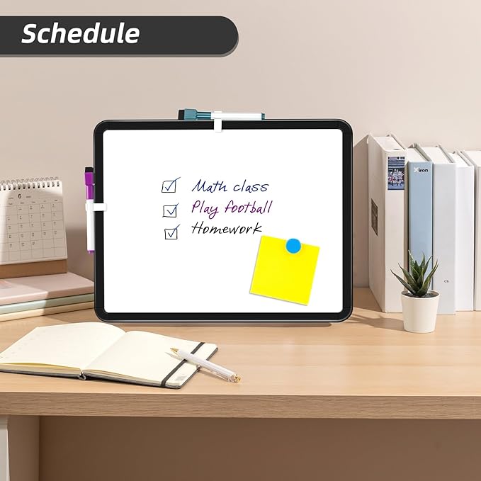 VUSIGN Small White Board Dry Erase, 11''x14'' Magnetic Dry Erase Board, Mini Whiteboard with Markers for Kids, Students, Fridge, Wall, Locker, Black