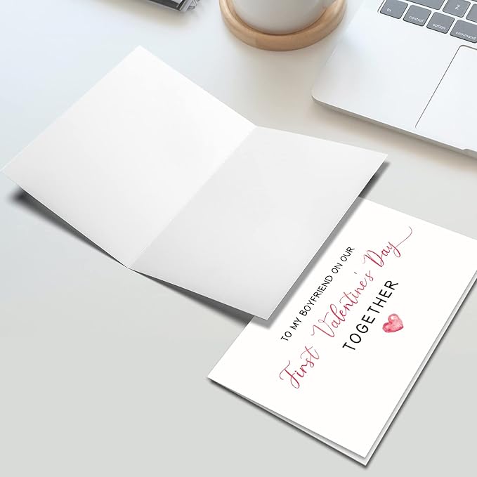 Ogeby First Valentines Day Card Gifts for Boyfriend, Cute Valentines Day Cards Gifts for Him, to My Boyfriend on Our First Valentine’s Day Together