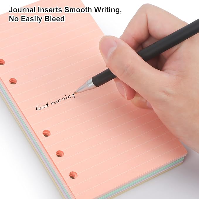 A6 Refills Paper, A6 Binder Planner Loose Leaf Paper, [4 Color] 160 Sheets (320 Pages) 6-Hole Notebook Refills for 6-Ring Refillable A6 Ring Binder Notebook Planner, Lined Paper