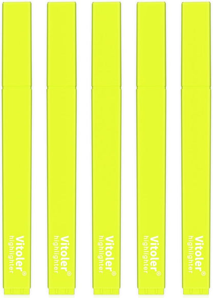 Vitoler Yellow Highlighter,5pcs Fluorescent Yellow Highlighter Chisel Tip,Cute Highlighters for School, Home, Office