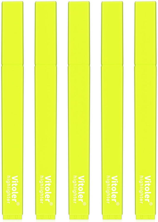Vitoler Yellow Highlighter,5pcs Fluorescent Yellow Highlighter Chisel Tip,Cute Highlighters for School, Home, Office