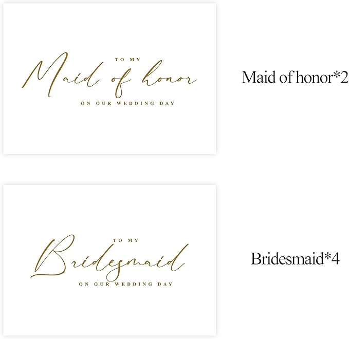 LADY&HOME To My Bridesmaid On My Wedding Day Card,Bridesmaid Thank You Card Wedding Day Bridesmaid Proposal (Gold Foil,6 Pack)