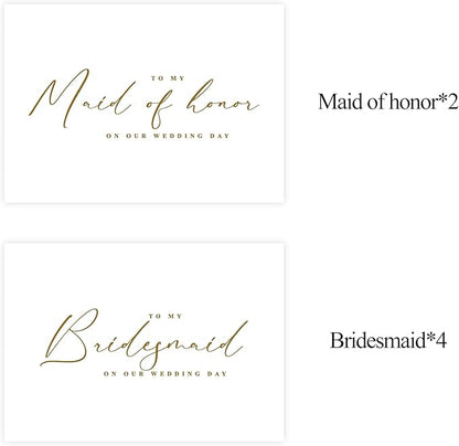 LADY&HOME To My Bridesmaid On My Wedding Day Card,Bridesmaid Thank You Card Wedding Day Bridesmaid Proposal (Gold Foil,6 Pack)