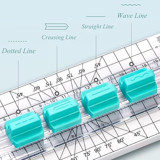 HAN SHENG 4-in-1 Paper Trimmer Craft Paper Cutter Multi-Function Scrapbooking Craft Tool for DIY Projects Paper Cutting (Straight Line, Wave Line, Dotted Line, Creasing Lines, Green)
