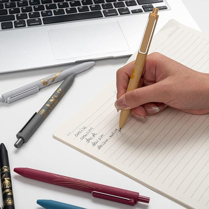 MiSiBao 0.7mm Black Ink Gel Pens Refillable & Retractable Gel Ink Rolling Ball Pens Gilding Process Pattern Smooth Writing Gel Pen (18-pack)