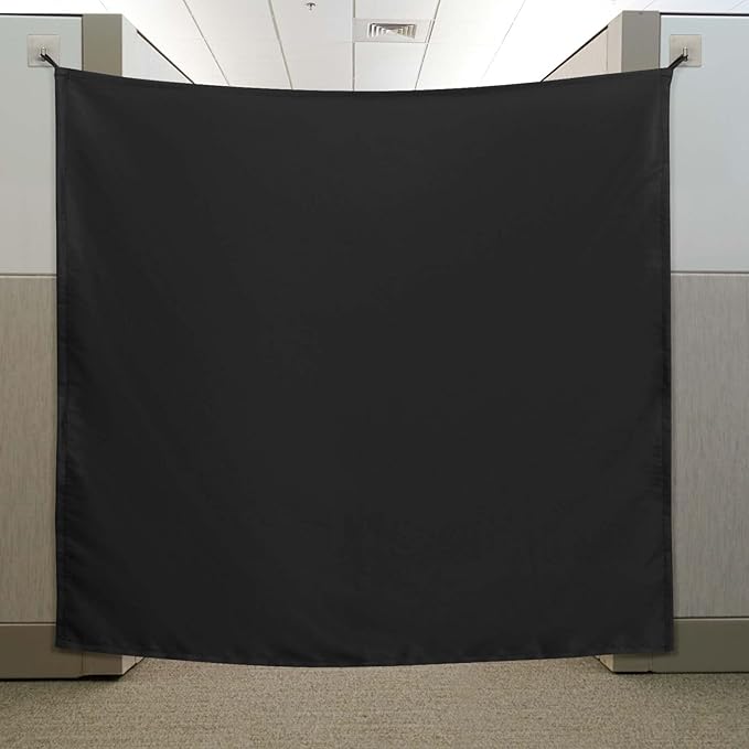 Pinkunn 40 x 48 Inch Office Cubicle Curtain with Stainless Steel Self Adhesive Hook Portable Privacy Door Partition Room Dividers Room Divider Office Divider for Office Cubicle (Black)