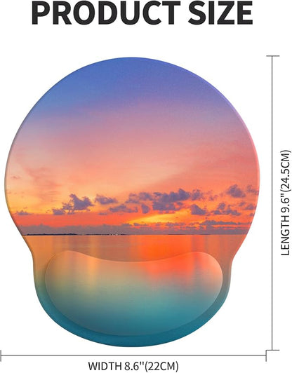 eulps Mouse Pad with Wrist Rest, Comfortable Computer Mousepad with Gel Wrist Support Smooth Surface and Non-Slip PU Base for Pain Relief, Laptop, Office & Home (Oceanic Sunset)