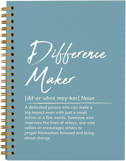 OXW Difference Maker Appreciation Gift, Meeting Notebook for Work, Thank You Gifts for Leader Mentor Manager Boss, Office Supplies Social Worker Notebook, Blue Hardcover Spiral Notebook 5.5 x 8.3