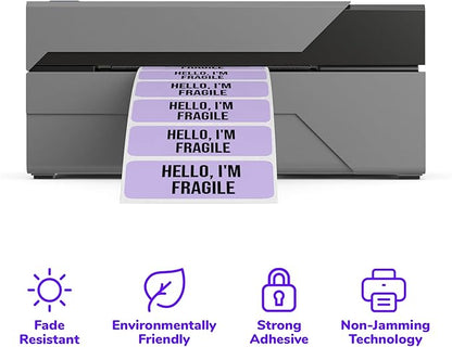 Rollo Direct Thermal 2x1 Sticker Labels - Roll of 1,000 Purple Thermal Labels - Multi-Purpose Thermal Printer Stickers