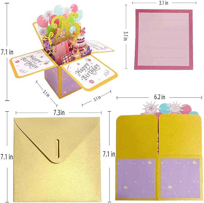 Asmallgf Happy 26th Birthday Pop Up Card for Women Men, Sweet 26 Bday 3D Greeting Card for Him Her, Great 26 Years Old Birthday Gift Ideas for Husband Wife