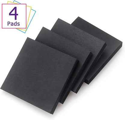 Sticky Notes 3x3 Self-Stick Notes Bright Colors Sticky Notes 4 Pads 90 Sheets/Pad (Black)