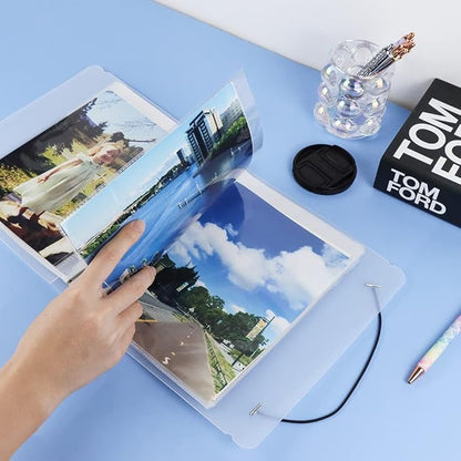 White Frosted PP Kpop Photocard Binder Loose Leaf 6-Ring Wide A5 Photocards Holder with 8 Inch 50 Pockets Photo Pages Transparent Card Sleeve Protectors Page for Photos Cards Album Folder Organizers