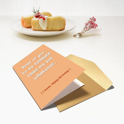 Chenive Funny Birthday Card for Friend Sister Brother, Humorous Birthday Card for Husband Wife, Happy Birthday Card for Men Women, Younger Than Me But Whatever