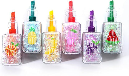 6 Pcs Small Fancy Bottle Shape Color Highlighter Marker, Set of 6 Color Highlighter Pens for Note Taking, Journal Planner, Coloring Book, School & Office, etc.