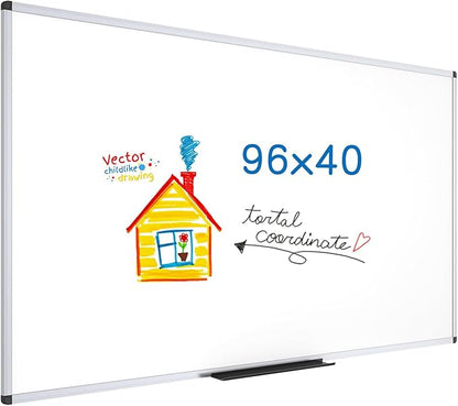 VIZ-PRO Dry Erase Board/Magnetic Whiteboard, 96 X 40 Inches, Silver Aluminum Frame