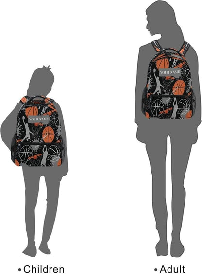 AUUXVA Custom School Backpack for Boys Kids with Name/Text Personalized Bookbag Add Your Name Customized Backpack Sport Man Basketball School Bag Laptop Backpack Travel Camping Daypack