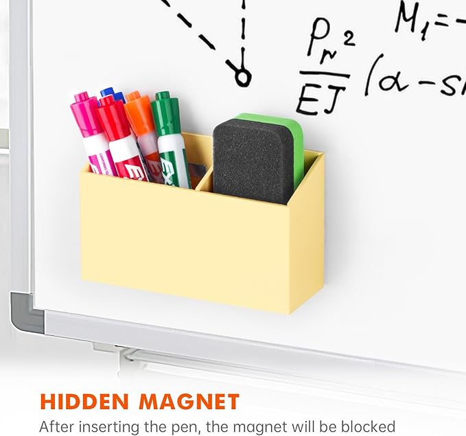 BEYGORM Magnetic Dry Erase Marker Holder for Whiteboard,Non-slip Acrylic Magnet Pen Holder for Fridge Refrigerator,Locker Organizer for Work,Locker Accessories,Pencil Cup for Desk(Beige)