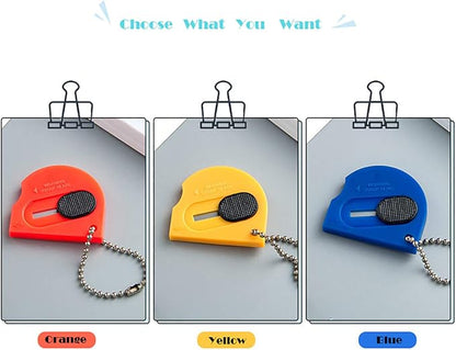 18 pack Mini Portable Utility Office Keychain with auto Retractable Blade Pocket Knives Letter Opener Small Box Cutter(orange)