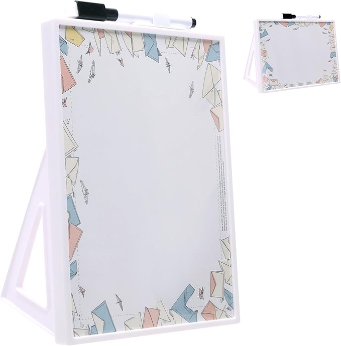 Desktop Whiteboard with Pre-Set Designs, Small White Board Dry Erase for Desk, Mini Dry Erase Board 8.5" x 6", Compact Desktop Whiteboard for Kids(Mail)