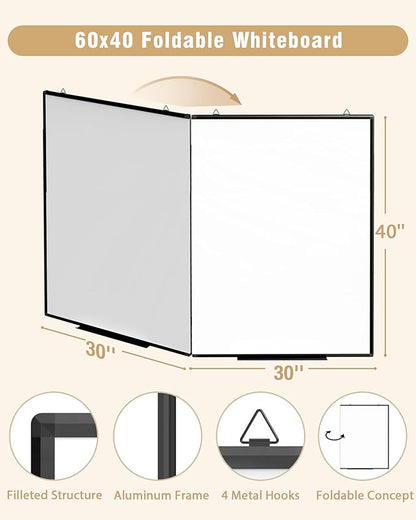 60"X 40" Large Magnetic Dry Erase Whiteboard, Wall Hanging Board with 4 Dry Erase Markers & 1 Dry Erasers & 6 Magnets, Aluminum Frame Black